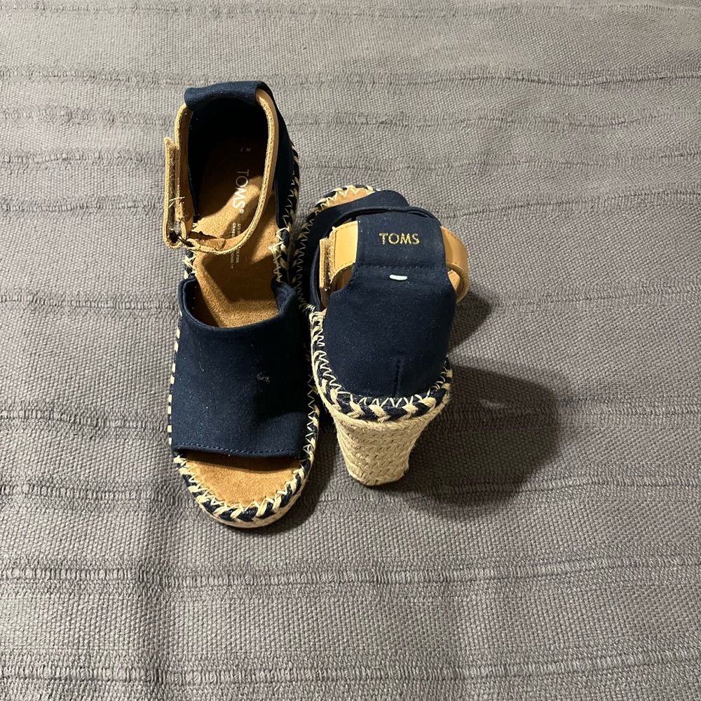 TOMS Navy Wedge Sandals